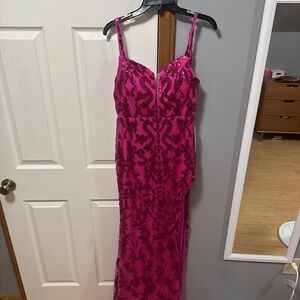 Elegant Pink Embellished Evening Gown